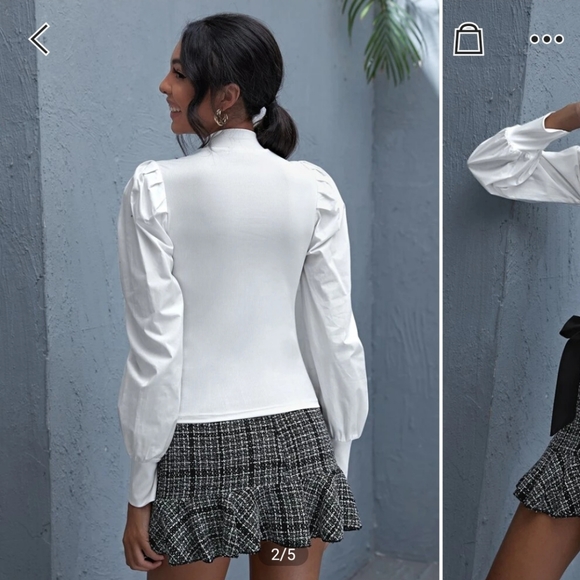 NWT Shown puffy sleeve white turtleneck - Picture 2 of 5